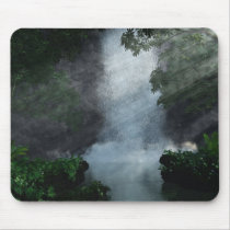 waterfall, water, forest, pond, trees, nature, waterfalls, Mouse pad with custom graphic design