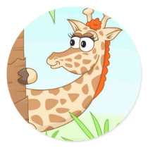 Hiding giraffe round stickers