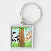Hiding zebra and giraffe keychains