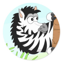 Hiding zebra round stickers