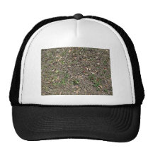Hierba mezclada con las hojas secas caidas gorras de camionero
