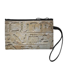 Hieroglyphics on a stone wall coin wallet