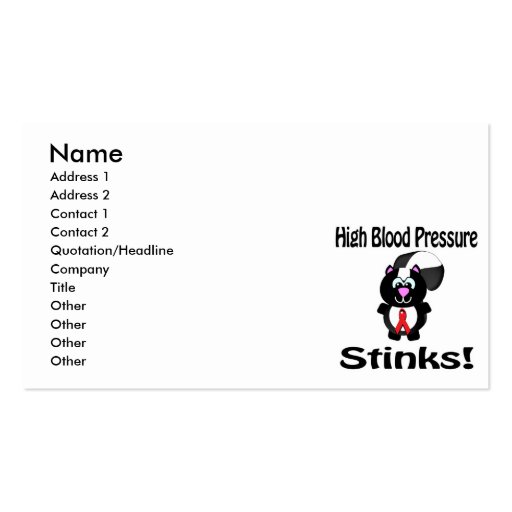 High Blood Pressure Stinks Skunk Awareness Design Business Card (front side)