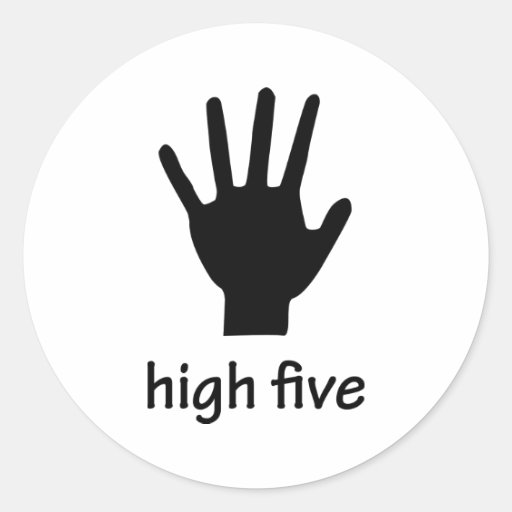 high five hand classic round sticker | Zazzle