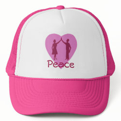 High five, male and female silhouette Peace hat hat