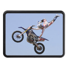 High flying freestyle motocross rider trailer hitch cover
