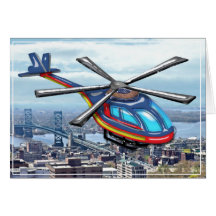 High Flying Helicopter Over Highways Cards