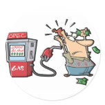 High Gas Prices Cartoon Characters Round Stickers