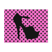 HIGH HEEL - PUMP IT UP SASSY PINK HEARTS postcards by MarriageRocksandCo HIGH HEEL - PUMP IT UP SASSY PINK HEARTS postcards