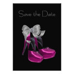 High Heel Shoes Hot Pink Black Save The Date Custom Announcements