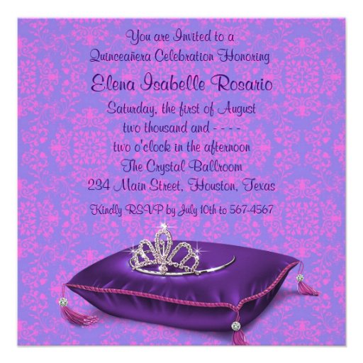 High Heel Shoes Hot Pink Purple Quinceanera Invites