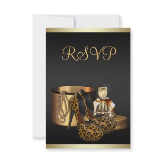 High Heel Shoes Leopard Gold RSVP invitation