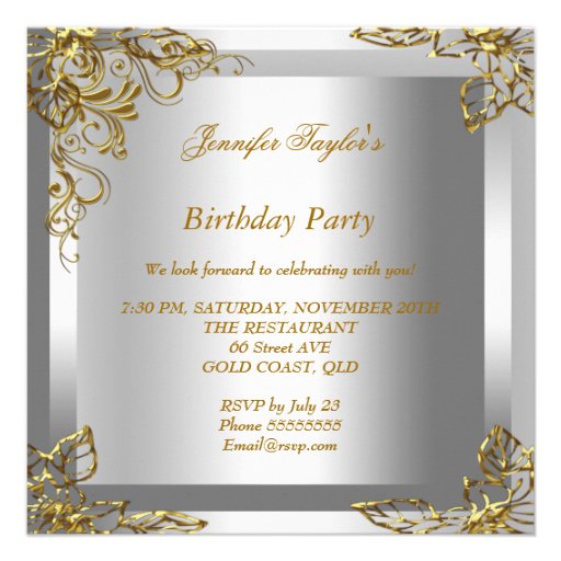 High Heel Shoes Silver Gold Birthday Party Custom Invitation