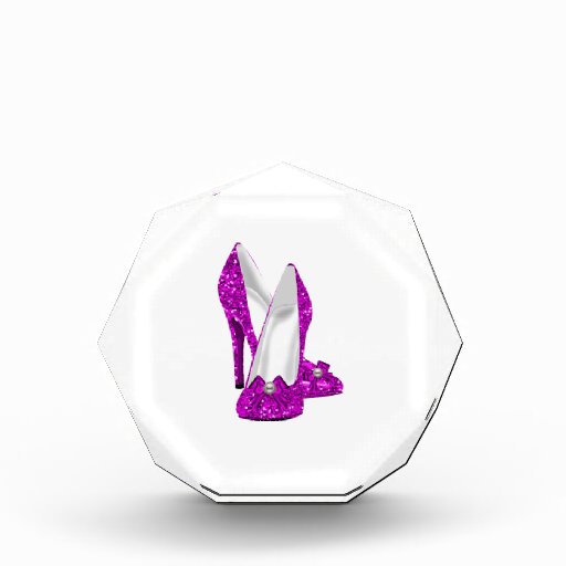 High Heel Shoes Stileto Glitter Pink Acrylic Award