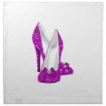 High Heel Shoes Stileto Glitter Pink Napkin