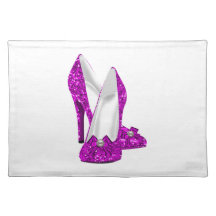 High Heel Shoes Stileto Glitter Pink Placemat