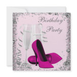 High Heels Champagne Pink Birthday Party invitations