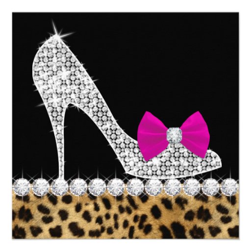 High Heels Hot Pink Leopard Birthday Party Personalized Invite