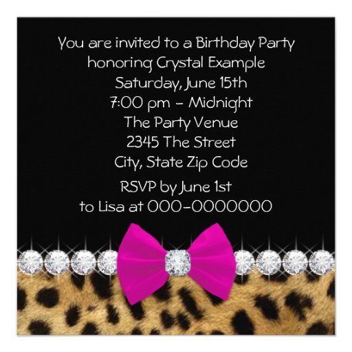 High Heels Hot Pink Leopard Birthday Party Personalized Invite