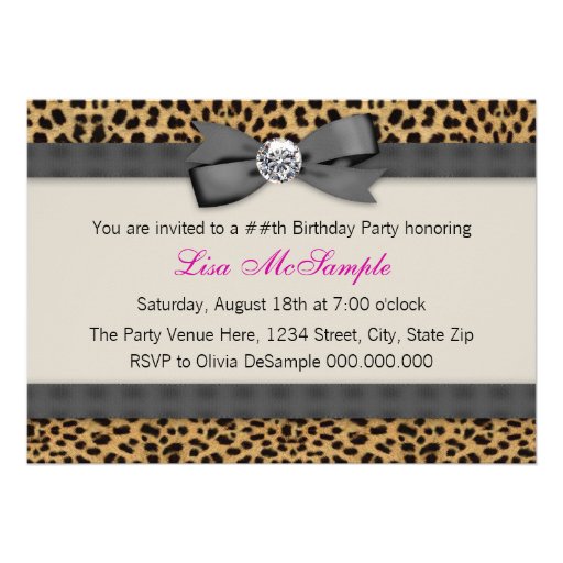 High Heels Hot Pink Leopard Birthday Party Personalized Invitations
