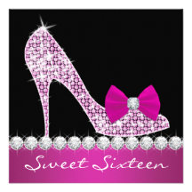 High Heels Hot Pink Sweet Sixteen Birthday Party Invite