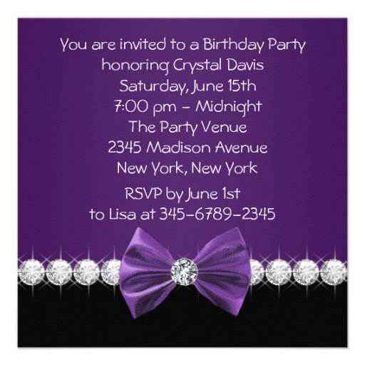 High Heels Purple Sweet Sixteen Birthday Party Personalized Invite