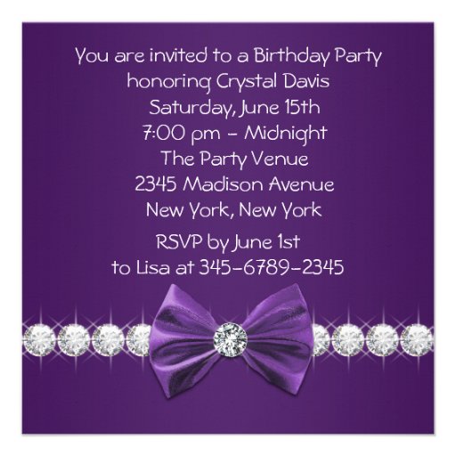 High Heels Purple Sweet Sixteen Birthday Party Custom Invitation