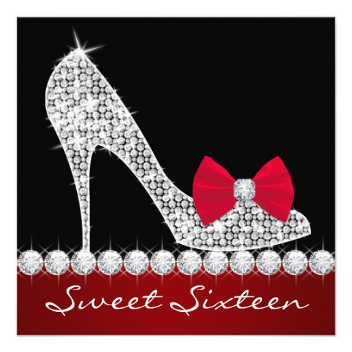 High Heels Red Black Sweet Sixteen Birthday Party Invite