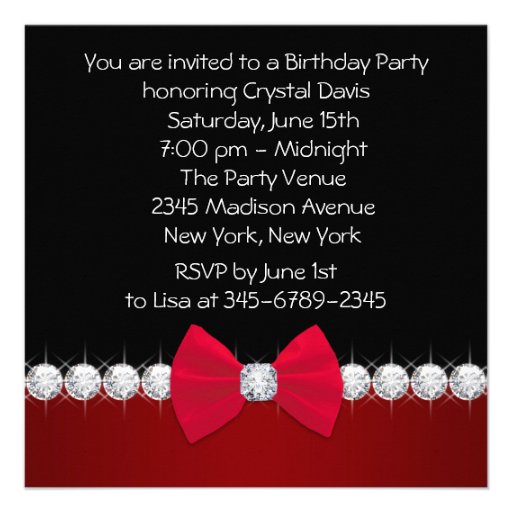 High Heels Red Black Sweet Sixteen Birthday Party Invite