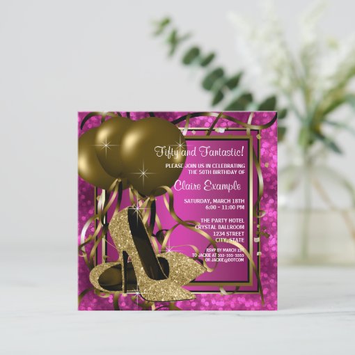 High Heels Womans Hot Pink Birthday Party Invitation Zazzle