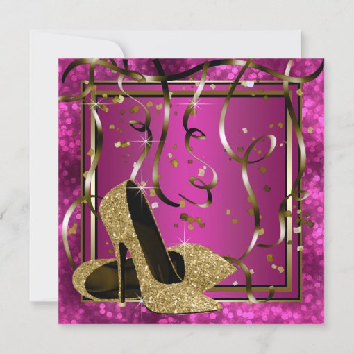 High Heels Womans Hot Pink Birthday Party Invitation Zazzle