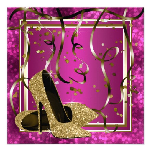 High Heels Womans Hot Pink Birthday Party Invite