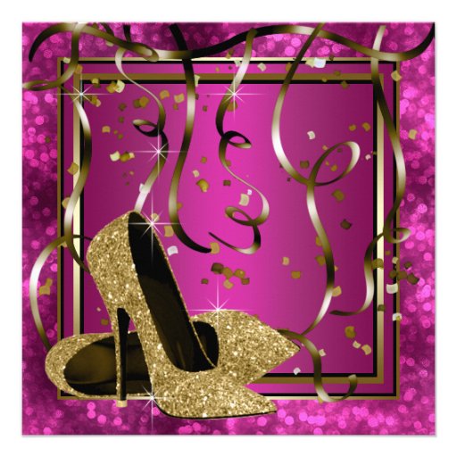 High Heels Womans Hot Pink Birthday Party Invite