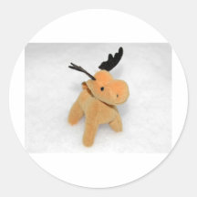 High Key Christmas Moose Deer Snow Round Stickers