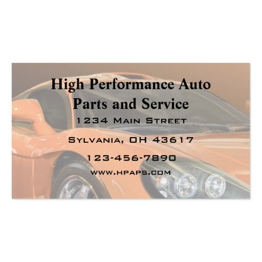 High Performance Auto Sales and Service Business Card Template (back side)
