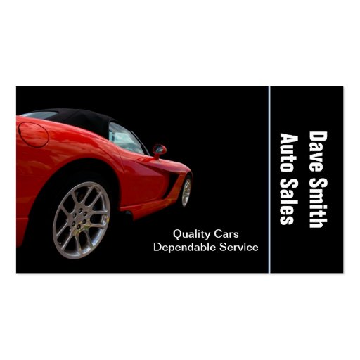 High Performance Auto Sales & Service Business Card (front side)