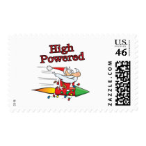 high powered rocket santa toon postage stamp