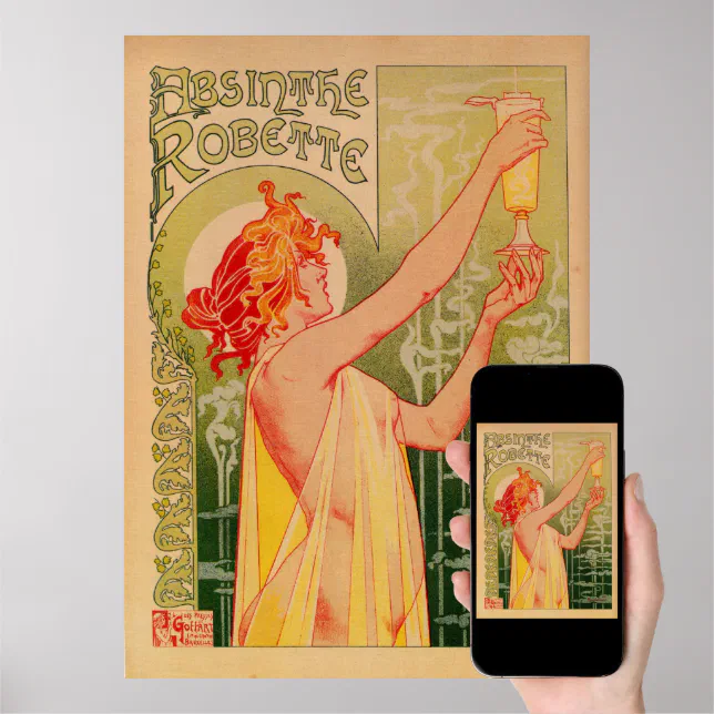 High Quality French Art Nouveau Absinthe Robette Poster Zazzle