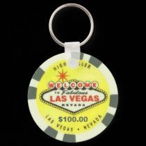 High Roller Yellow Chip Keychain
