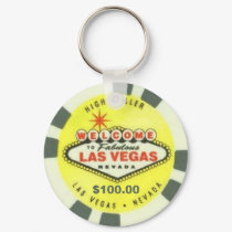 High Roller Yellow Chip Keychain by vegasdusoleil High Roller Yellow Chip Keychain