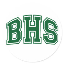 HIGH SCHOOL - BHS GREEN ROUND STICKER