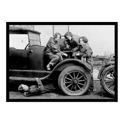 High School Girl Auto Mechanics 1927 Posters by lc_vintagephotos