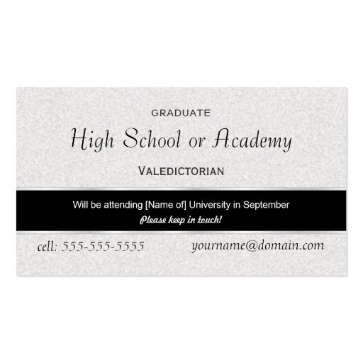 High School Graduation Name Cards - 2009 Business Card Template (back side)