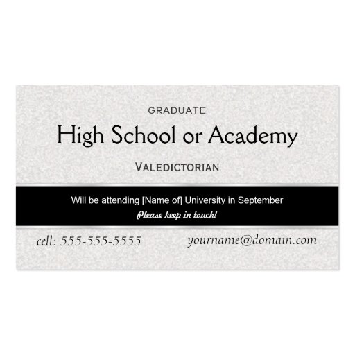 High School Graduation Name Cards - 2010 Business Card Template (back side)