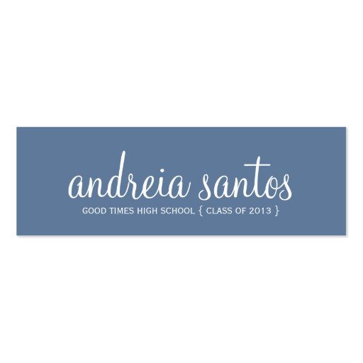 High School Graduation Name Navy Blue White 2013 Business Card (front side)