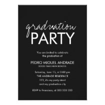 High School Graduation Party Photo Black and White invitations