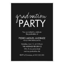 High School Graduation Party Photo Black and White Personalized Announcement