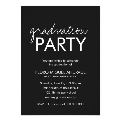 High School Graduation Party Photo Black and White Personalized Announcement