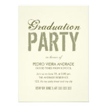 High School Graduation Party Photo Green Beige invitations