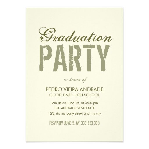 high school graduation party photo green beige 4 5 quot x 6 25 high school graduation party invitations
